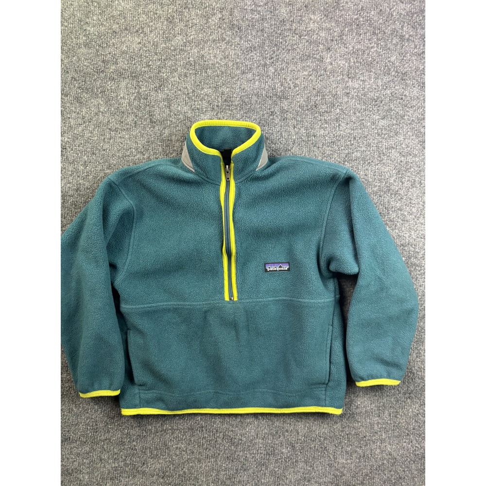 Patagonia Synchilla Fleece Pullover Kids Large Teal Green Quarter Zip Jacket
